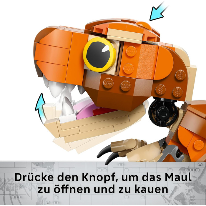 Конструктор для хлопчиків та дівчаток віком від 7 років, набір для будівництва з динозаврами, подарунок для дітей, модель з рухомим ротом, головою та хвостом 76967