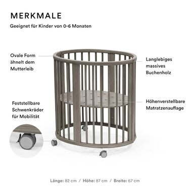 Подовжувач ліжка Stokke Sleepi V3, колір Hazy Grey - Трансформує міні-ліжко Sleepi - Розширює ліжко до 141 см - Підходить для дітей віком до 5 років - Матрац продається окремо