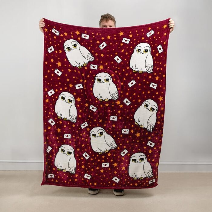 Подушка-ковдра 2-в-1 з Гедвігою Гаррі Поттера - офіційно ліцензована дорожня ковдра з Гаррі Поттера, складана м&39яка, пухнаста ковдра, компактний дизайн для оформлення вітальні або спальні, тема Гаррі Поттера