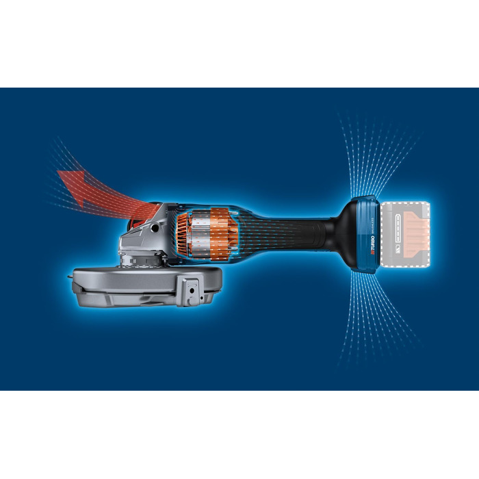 Акумуляторна кутова шліфувальна машина Bosch Professional BITURBO GWS 18V-180 P (диск Ø 180 мм, глибина різання 230 мм, захисний в