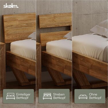 Ліжко Skølm Nornir з масиву дерева 180x200 см каркас ліжка з масиву дуба, обробленого олією високоякісне дерев&39яне ліжко з ніжками-санчатами каркас ліжка з 1 опорою для узголів&39я підходить як двоспальне ліжко 180x200 см суцільне узголів&39я