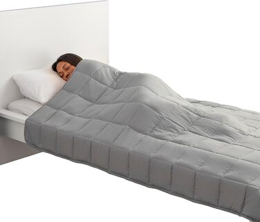 Ергономічна обтяжена ковдра Sweikett, 7 кг для кращого сну та відпочинку, наповнена мікроскляними намистинами, в комплекті сумка для перенесення, сіра, поліестер