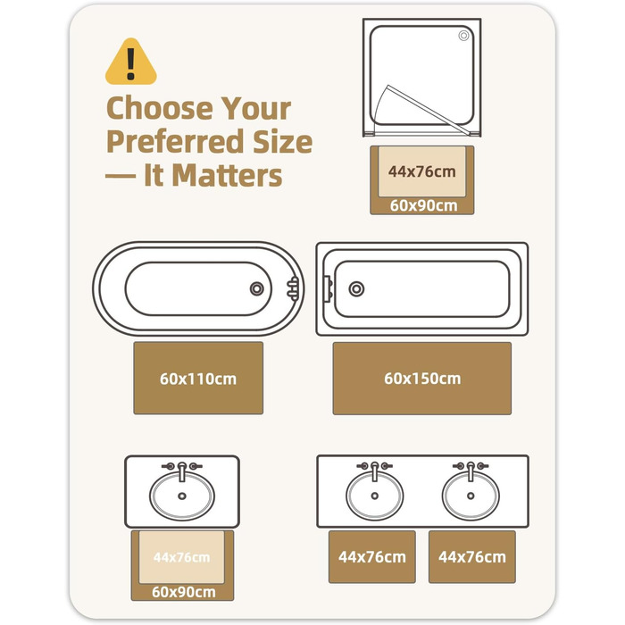 Килимок для ванної кімнати COLOR&GEOMETRY, нековзний килимок для ванної, 44 x 76 см, миється, м&39який, абсорбуючий килимок для ванної кімнати, душ, ванна, білий, 44 x 76 см (прямокутний)