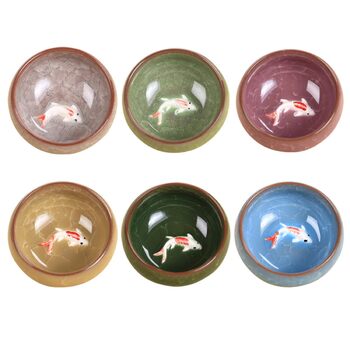 Керамічний чайний сервіс Рибка на 6 персон з ефектом тріщин, жаростійкий, креативний дизайн для дому та особистих чаювань