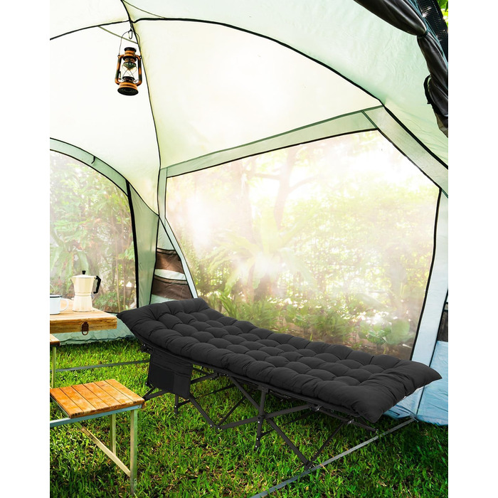 Розкладне ліжко Sportneer з матрацом, ширина 71 см, вантажопідйомність 204 кг, гостьове ліжко, туристичне ліжко, похідне ліжко з сумкою для зберігання для дорослих, для вулиці, в приміщенні, саду, кемпінгу, подорожей, 188 см 71 см 37 см, чорнийчорний