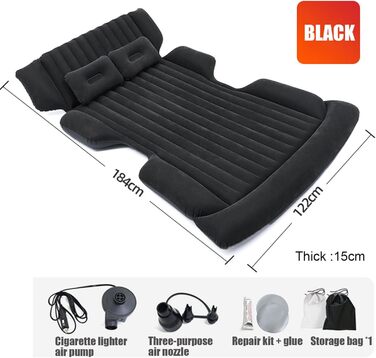 Автомобільний матрац для BMW 3 серії Touring F31 Wagon Estate 2012-2018, надувний матрац у багажник автомобіля, портативний автомобільний килимок для сну з повітряним насосом, чорний
