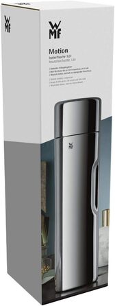 Вакуумний глечик WMF Motion 1 л з нержавіючої сталі Cromargan, для чаю або кави, термос з чашкою для пиття, зберігає холод 24 години та тепло 12 годин