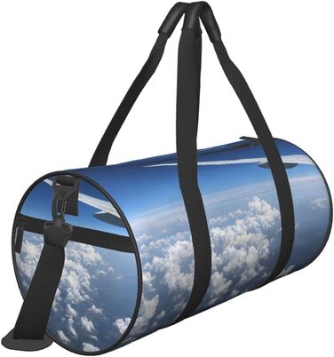 Спортивна сумка, дорожня сумка, принт Авіалайнер, сумка на нічліг, чорна, універсальний розмір, сумка для подорожей
