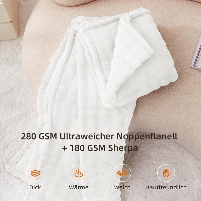 Електрична ковдра 130x180 см, з автоматичним вимкненням, 9 режимами нагріву та 10-годинним таймером, функцією пам&39яті, захистом від перегріву, електрична м&39яка ковдра для ліжка, офісна (біла) 130x180 см Білий