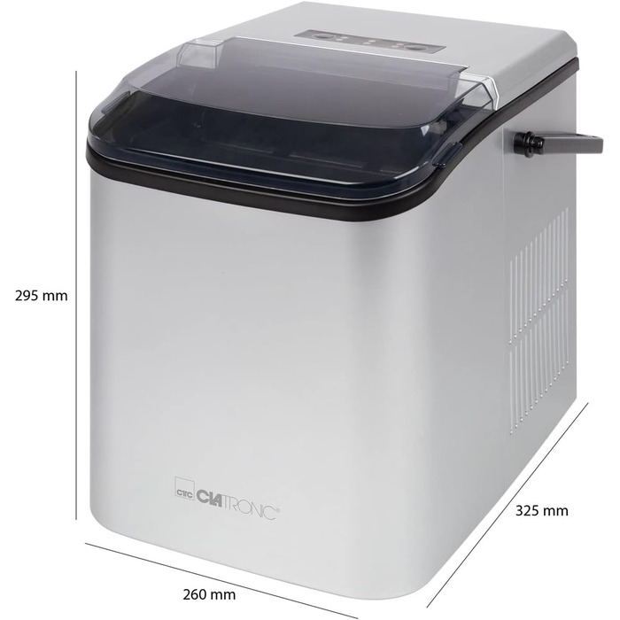 Машина для виробництва кубиків льоду Кубики льоду через 10 хвилин Самоочищення для великих і маленьких кубиків 12 кг/24 год Льодогенератор Резервуар для води 1,5 літра EWB 3785 Silver - Знята з виробництва модель