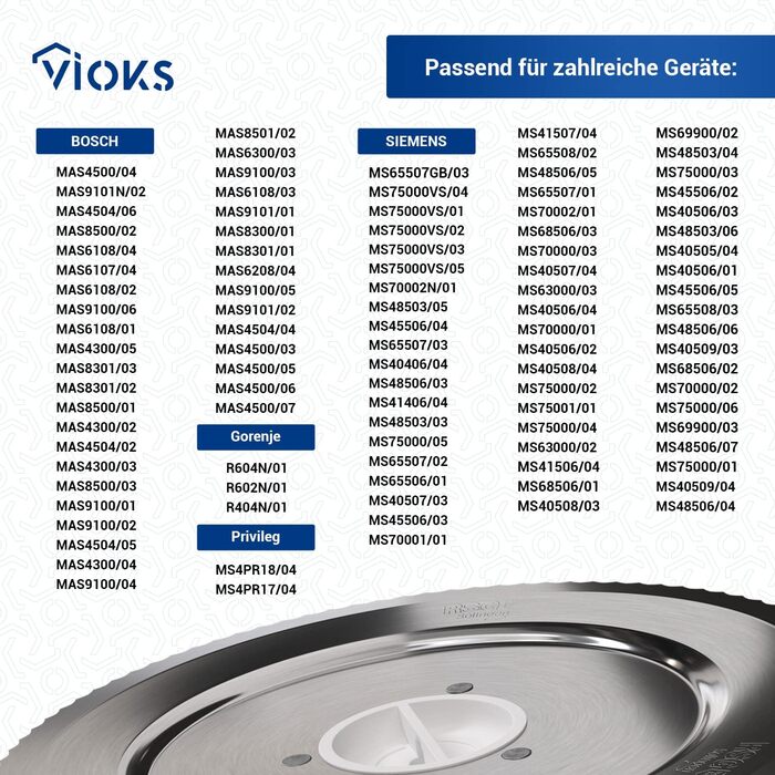 Ніж VIOKS Спеціальна заміна ножа для круглого ріжучого диска Siemens 12012147 & 12012078 Круглий диск із зубчастим краєм Запасна частина Аксесуари для нарізки їжі Хліборізка