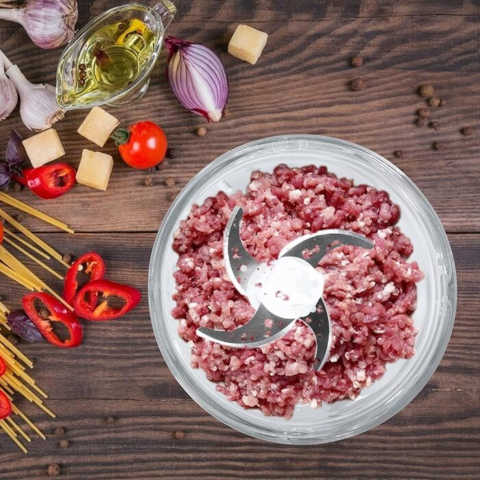 Мл Електричний кухонний блендер Глечик Цибулева нарізка Бризкозахищена м'ясорубка з 4-крилим спеціальним ножем для м'яса, смузі, цибулі, фруктів, овочів, 700