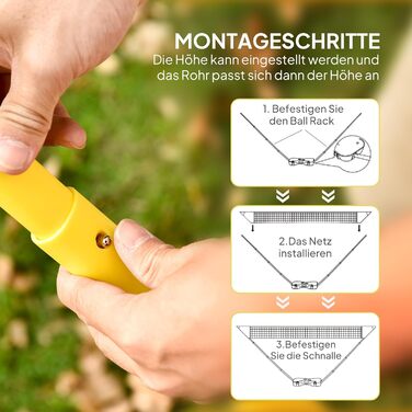 Сітка для бадмінтону HOMCOM з підставкою, підставка для сітки для бадмінтону, портативна підставка для сітки, сітка для бадмінтону з 4 ракетками для бадмінтону, для спорту на свіжому повітрі, жовтийсиній, 286 x 33 x 157 см