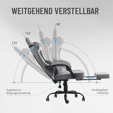 Ергономічне ігрове крісло PixelPilot Дихаюча тканина Крісло з підставкою для ніг, підголівником та поперековою опорою, ігрове ПК-крісло Широке сидіння Офісне крісло вантажопідйомністю 150 кг (Nebula, чисто сірий) Чисто сірий Nebula