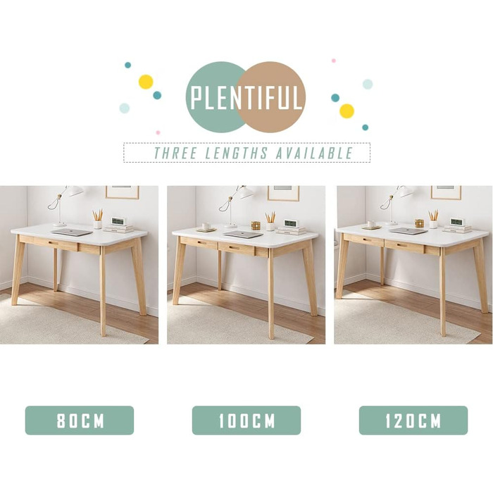 Дерев&39яний маленький письмовий стіл з шухлядами - Комп&39ютерний стіл для домашнього офісу, білий, 100 см Білий 100 см