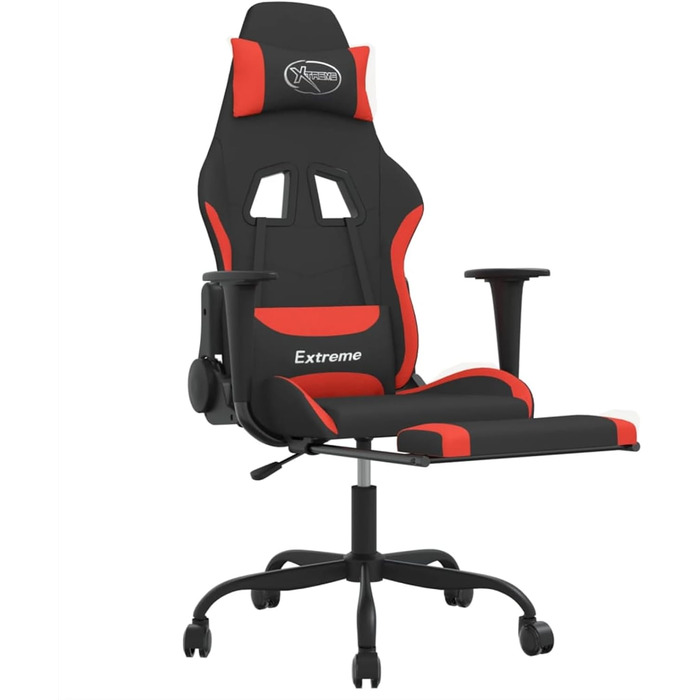 Геймерське крісло з підставкою для ніг, чорно-червоне тканинне крісло, модель 3143731