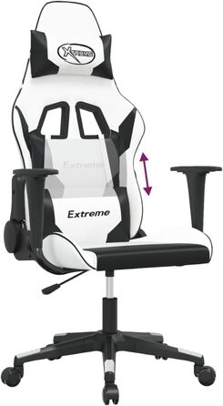 Ігрове крісло, біла та чорна штучна шкіра, офісне крісло, ігрове крісло, обертове крісло, стілець для столу - 3143697