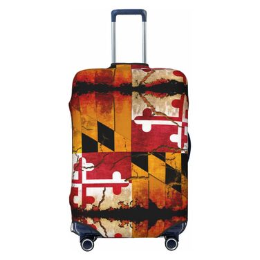 Чохол для валізи з дерева, прапор штату Меріленд, міцний захист для багажу, підходить для валіз розміром 45.7 - 81.3 см, малий, Чорний