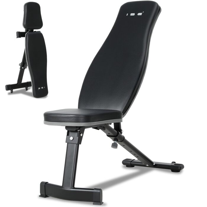 Збільшена складна багатофункціональна лава для силових тренувань ISE з 6-позиційною регульованою спинкою, жим лежачи, тренувальна лава для всього тіла, домашня фітнес-лава SY-5021