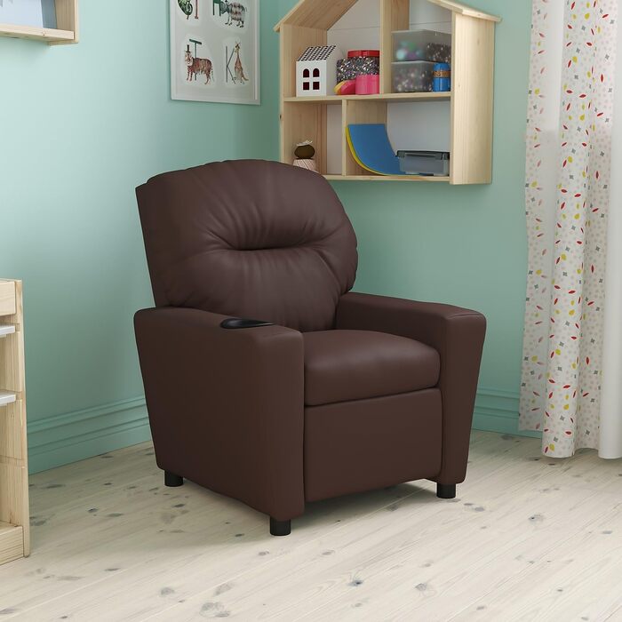 Дитяче крісло Flash Furniture, сучасне, з підсклянником, шкіра, коричнева LeatherSoft