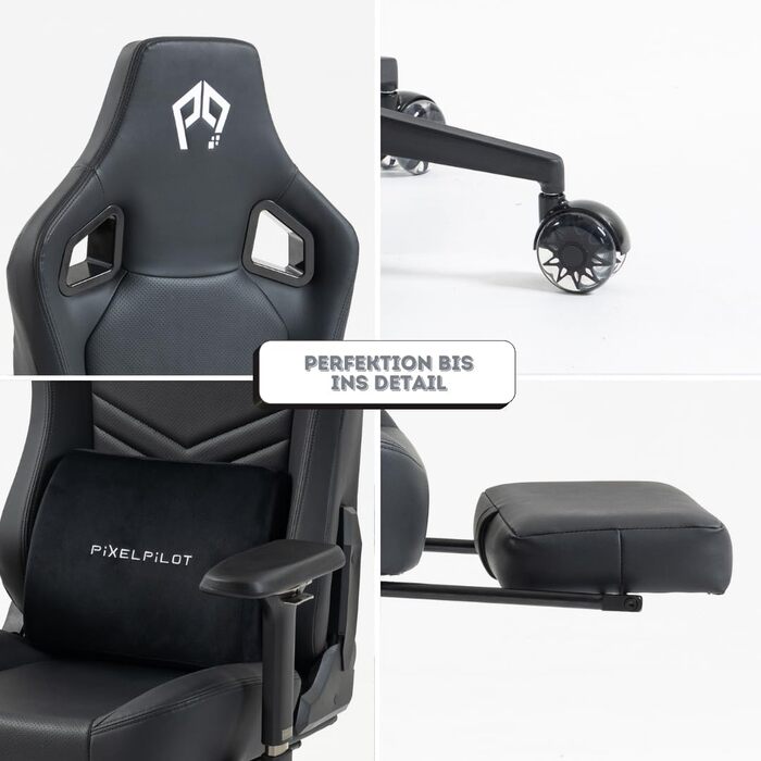 Ергономічне ігрове крісло PixelPilot з 4D підлокітниками, підставкою для ніг, опорою для голови та попереку, ігрове ПК-крісло широке сидіння Офісне крісло вантажопідйомність 150 кг (Orion, тканина) Тканина Orion