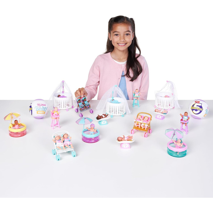 Від ZURU, колекційна капсула-сюрприз, іграшка для дівчаток, реалістичний міні-немовля, ігровий набір та аксесуари, серія 2, 5 Surprise My Mini Baby Series 2