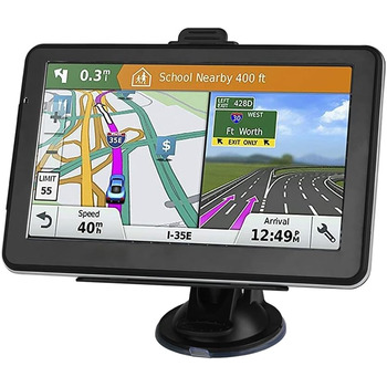 Навігаційні пристрої Riloer для автомобілів Універсальний GPS-навігаційний комплект, 7-дюймовий дисплей супутникової навігації з кронштейном FM-передавач, навігація по карті, багатомовні налаштування, відтворення MP3, з підставкою