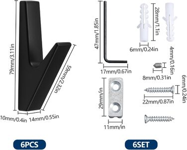 Комплектів гачків для пальто чорний матовий, гачки для пальто акустичні панелі чорні, гачки для пальто з цинкового сплаву, гачки д