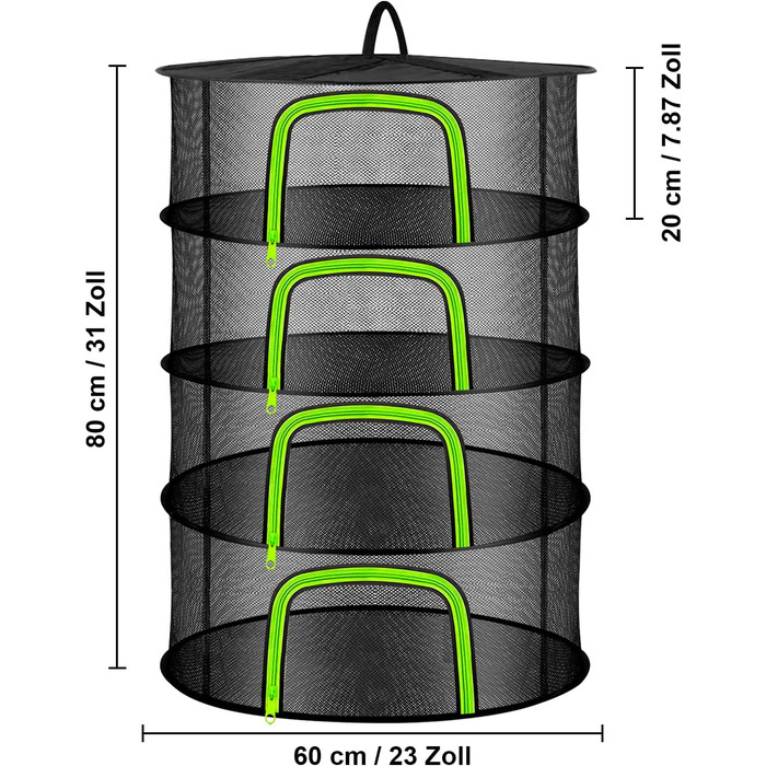Сітка для сушіння трав Coopache чорна, 4-шарова сушарка для трав підвісна з S-подібними гачками, стійка для сушіння рослин на блис
