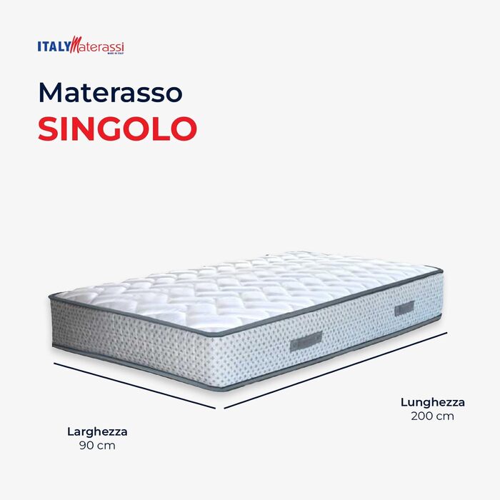 Ортопедичний матрац, висотою 24 см, з піною з ефектом пам&39яті 6 см та твердою основою з матеріалу AirPur та міцної гіпоалергенні тканини, підходить для будь-якої рейкової основи ліжка, односпальне ліжко 90 x 200 см