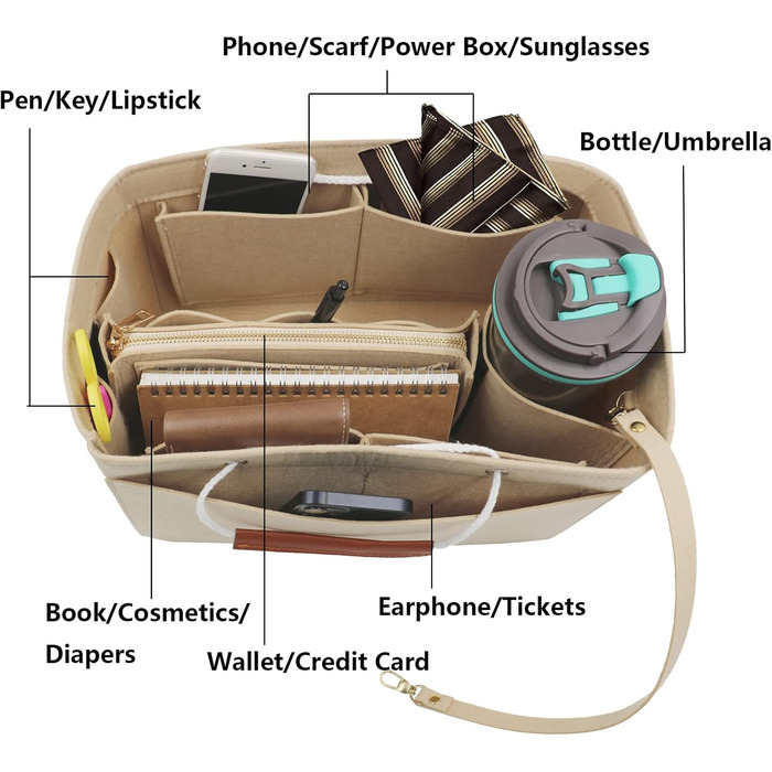 Сумка-органайзер Heavyoff Bag, повстяна сумка-органайзер зі знімною кишенею на блискавці та ручкою для жінок темно-синій XL темно-