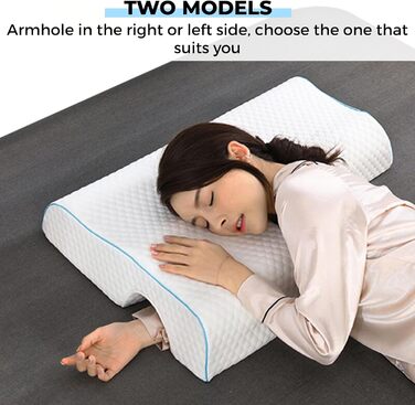 Подушка для сну MAGIC SELECT для пари, з піни з ефектом пам&39яті. Ергономічна подушка з кишенею для тих, хто спить на боці. Чохол з поліестеру, який можна прати, з вирізом ліворуч. Подушка для одного або двох осіб. A7453