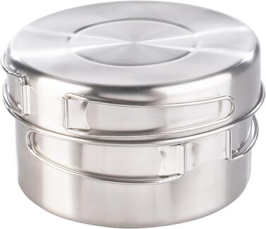 Кемпінгова сковорода Semptec Urban Survival Technology набір посуду для кемпінгу з нержавіючої сталі з 24 предметів, столовими приборами та сумкою (набір каструль, набір сковорідок)