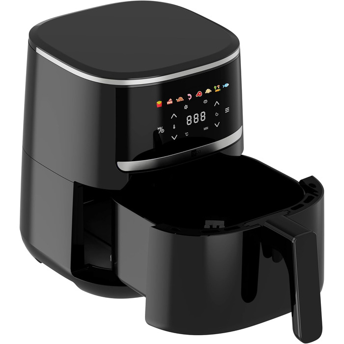 Літра, фритюрниця з цифровим сенсорним дисплеєм, 1500 Вт, регулювання 80-200, 8 програм, включаючи брошуру з рецептами 4,3 літра Компактний (компактний), 4,3