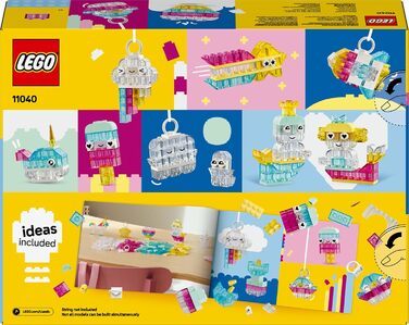 Класична чарівна скринька LEGO з прозорими цеглинами - Різнокольорові будівельні блоки та підвісні цеглини - Єдиноріг, дракон, пінгвін та інші фігурки - Набір для творчості для дівчаток та хлопчиків віком від 5 років 11040