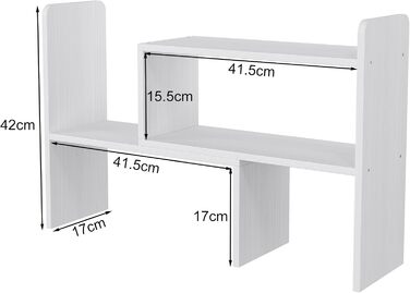 Дерев&39яна настільна полиця EasyPAG, окремостояча невелика книжкова полиця, регульована підставка-органайзер для столу, полиця для зберігання офісного приладдя, біла, 44 см x 17 см x 42 см