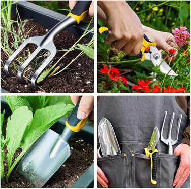 Набір садових інструментів 5 в 1 з нержавіючої сталі ручний совок, секатор, граблі, садові рукавички та аксесуари