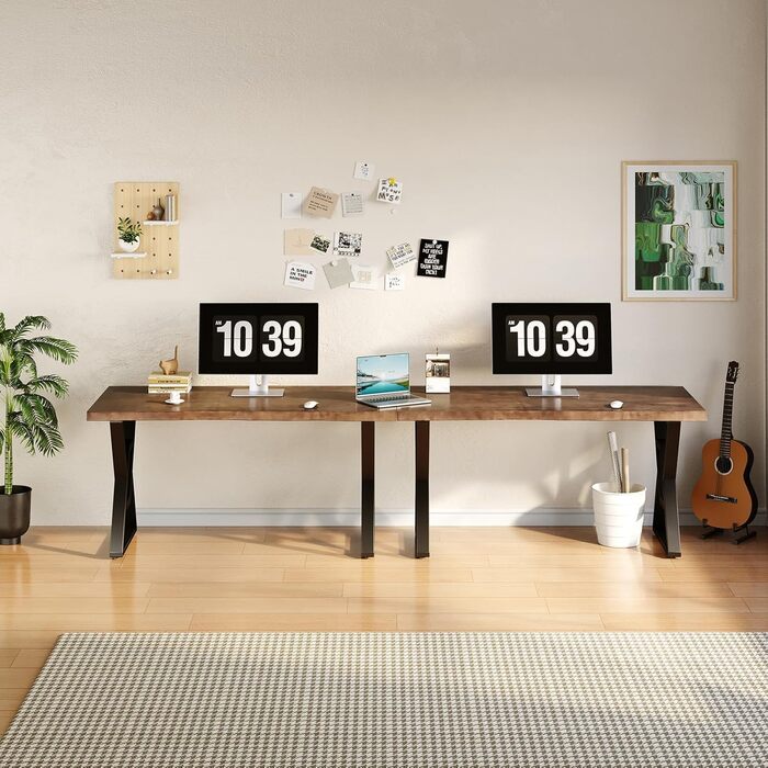 Письмовий стіл з масиву дерева 140 x 70 см, стіл для домашнього офісу з товстою стільницею, робоча станція для ПК та офісні меблі, сучасний стіл з сосни, ідеально підходить для навчання, письма, їжі FS-01