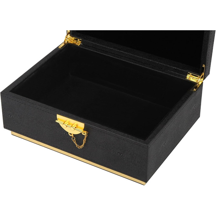Елегантна декоративна скринька для зберігання зі штучної шкіри HofferRuffer, велика комодна шухляда, органайзер для косметики, класичний органайзер для ювелірних аксесуарів, 27,9 x 20,3 x 12,2 см, чорна