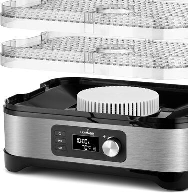 Дегідратор нержавіюча сталь 450W Сушарка для їжі з 5 рівнями дегідратора Дегідратор з регулятором температури 35-70C Сушарка для фруктів, грибів, м'яса, трав, без бісфенолу А, 4525