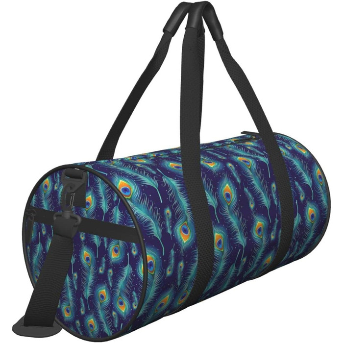 Дорожня сумка-циліндр з пір'ям павича, спортивна сумка для чоловіків та жінок, сумка-мішок, спортивна дорожня сумка