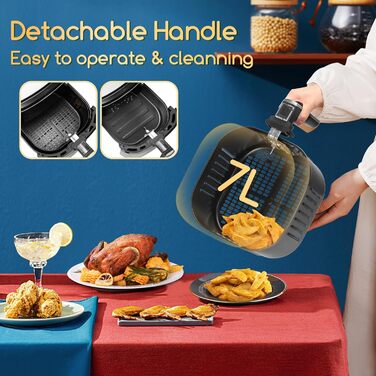 Інтелектуальна фритюрниця, 1900 Вт, 7 літрів, Wi-Fi аерофритюрниця, світлодіодний сенсорний екран, 7 програм, 20 рецептів pdf, меню своїми руками.