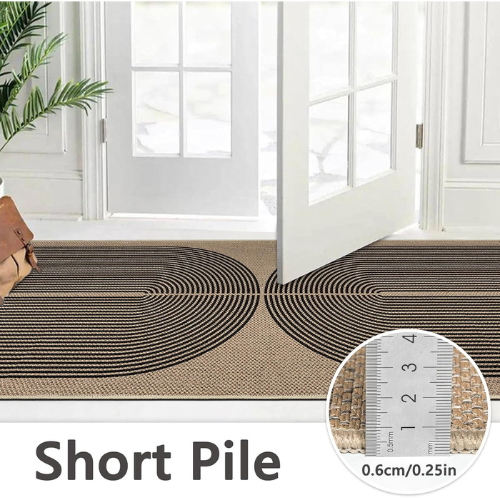 Килимова доріжка Capsulpad для передпокою 80x200 см, кухонний килим з джутовим ефектом, натуральний килим, що миється, чорний, нековзка, кухонна доріжка для коридору, кухні, спальні, балкону, чорного кольору 80 x 200 см (прямокутна)