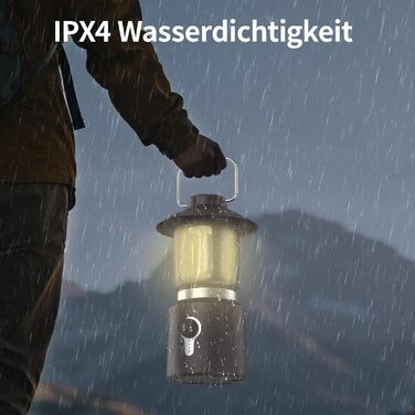 Акумуляторний кемпінговий ліхтар із зовнішнім акумулятором ємністю 8000 мАг, класичний ретро-кемпінговий ліхтар з акумулятором, водонепроникний IPX4 та з регульованою яскравістю, вуличний ліхтар для саду, при відключенні електроенергії, для атмосферного д