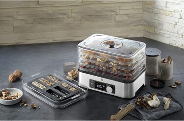 Дегідратор з нержавіючої сталі, дегідратор з 5 відділеннями, 30-70C, 24-годинний таймер, сушарка для фруктів, дегідратор, 2 коробки, батончик мюслі, одинарний без BPA