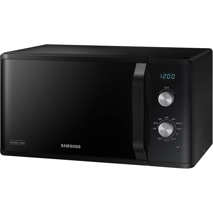 Мікрохвильова піч Samsung MG23K3614AK/EG з грилем / 23 літри для приготування / 800 Вт / Великий елемент гриля для рівномірного підрум'янювання / Стійка до подряпин керамічна емальована внутрішня частина