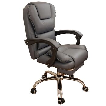 Офісне крісло, стілець для столу з колесами, ергономічне ігрове крісло з регульованою висотою та підставкою для ніг, крісло керівника з підтримкою спинки, шкіряне комп&39ютерне крісло для переговорних кімнат (сіре)