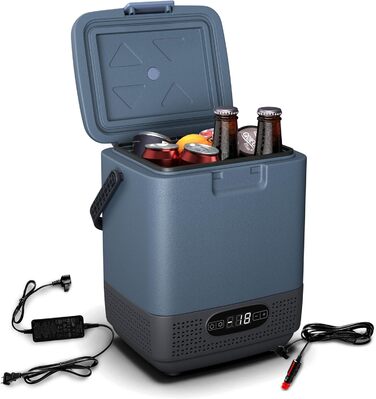 Компресорний холодильник з морозильною камерою - портативний електричний холодильник, світлодіодний дисплей, подвійне живлення (12