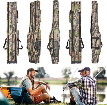 Сумка для вудки сумка для вудилища сумка для вудки на 3 відділення, 150см чохол для вудки чохол для вудки сумки для вудки водонепроникні складні інструменти для вудок, підсадки та тримачі для вудок темні камуфляжні