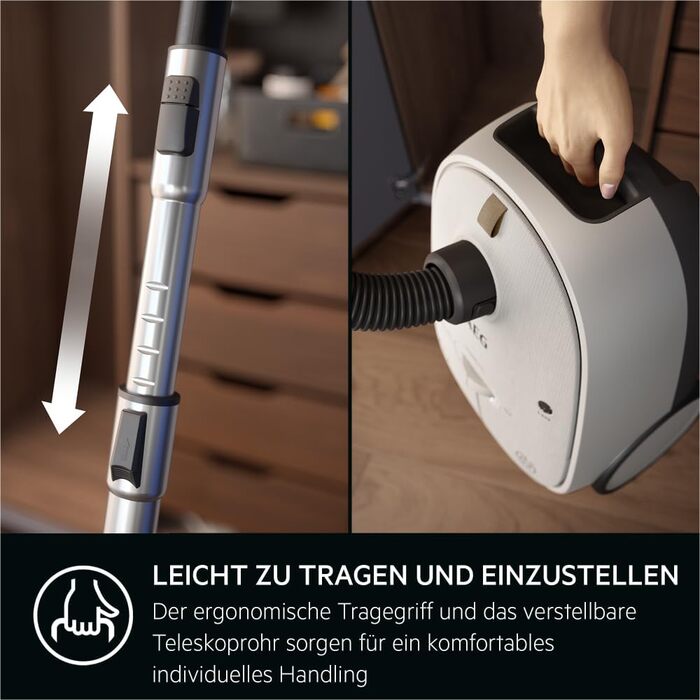 Пилосос із мішком AEG HYGIENIC 6000, 850 Вт, 3 роки гарантії, AB61H6SW Matt Wei